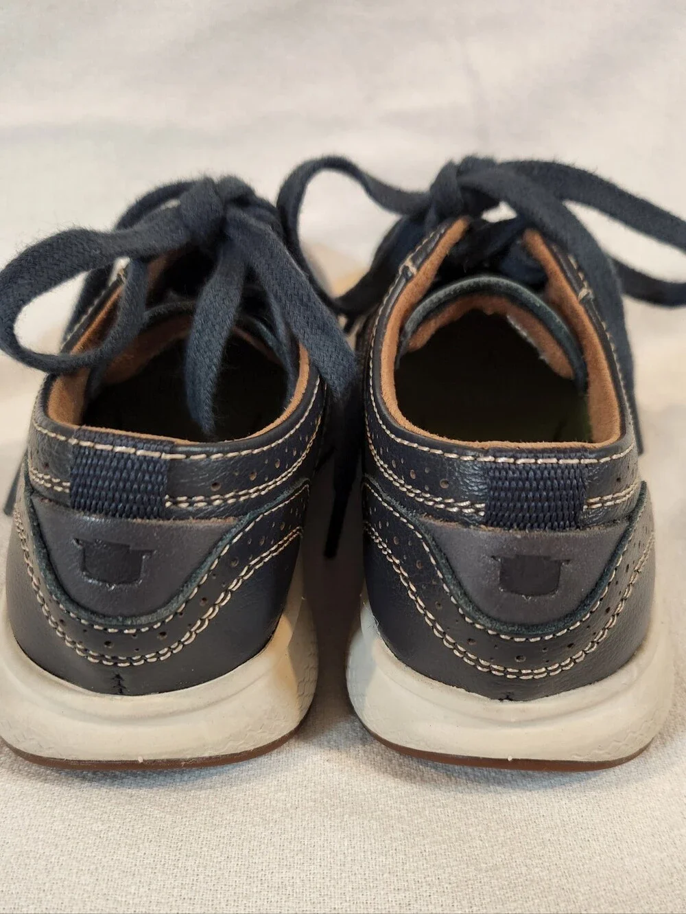 Florsheim Great Lakes Jr Wing Tip Oxford Boys Navy Blue Leather Shoes Size 12
